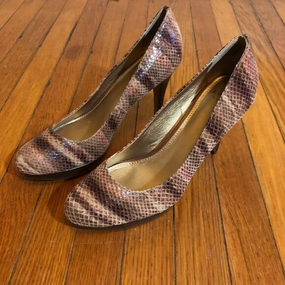 Circa Joan David Shoes Size 7.5 Heels Pearly Snake - Picture 2 of 6